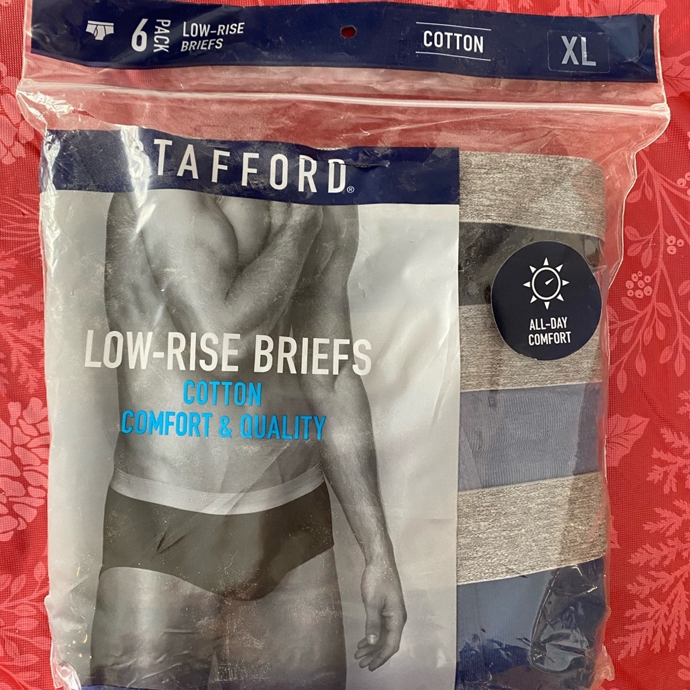 Stafford Cotton Low-Rise Briefs - 6 Pack, Gray and Blue